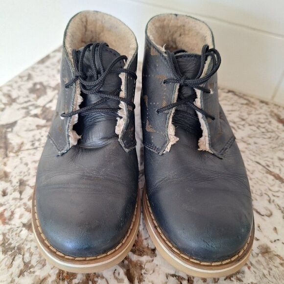 Armani Junior Winter Blue Leather Boots for Kids size 13 - Picture 1 of 9